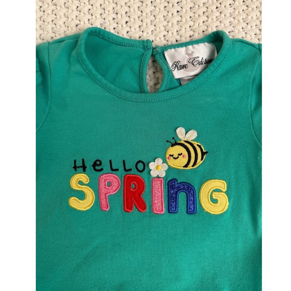 Baby Girls Hello Spring Ruffle Legging Outfit Set Size 3-6 Months - Picture 3 of 4